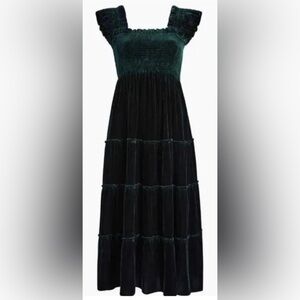 Hill House Emerald Velvet Midi Dress